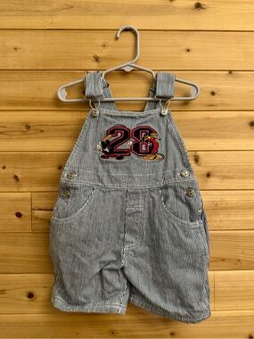 Vintage Mickey Mouse & Co 4T Pinstripe Mickey & Goofy Baseball Short Overalls